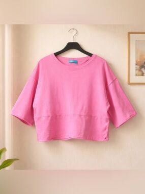 fresh produce Bright Pink Lightweight Knit Over Size xs